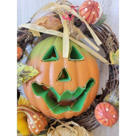 Jack O'Lantern wreath fiber optic AS IS Halloween board Decor prop - Picture 2 of 10